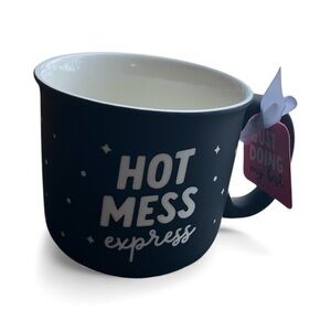 NEW Sunday Morning Ceramics HOT MESS EXPRESS Black White Coffee Mug Fun Cheeky